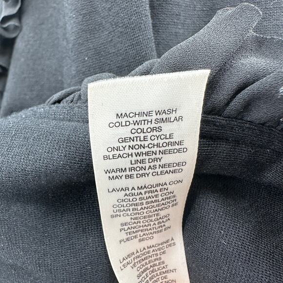 Chico’s Military Style Ruffle Trim Blazer Jacket WMNS 0 Black Open Front Button - Picture 15 of 15